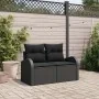 Sofá de Jardín de 2 Plazas con Cojines Negro Ratán Sintético by , Outdoor sofas - Ref: Foro24-42006741, Price: 168,08 €, Disc...
