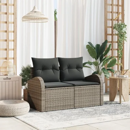 Sofá de Jardín de 2 Plazas con Almacenamiento y Cojines de Poliratán Gris | Foro24.es | Tu tienda online para hogar, jardín y más Foro24.es