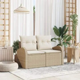 Sofá de jardín de 2 plazas con almacenamiento y cojines de ratán beige y crema by , Outdoor sofas - Ref: Foro24-42006746, Pri...