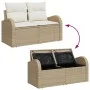 Sofá de jardín de 2 plazas con almacenamiento y cojines de ratán beige y crema von , Outdoor-Sofas - Ref: Foro24-42006746, Pr...