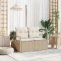Sofá de jardín de 2 plazas con almacenamiento y cojines Beige de polirratán | Foro24.es | Tu tienda online para hogar, jardín y más Foro24.es