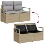Sofá de jardín de 2 plazas con almacenamiento y cojines color beige de ratán sintético | Foro24.es | Tu tienda online para hogar, jardín y más Foro24.es
