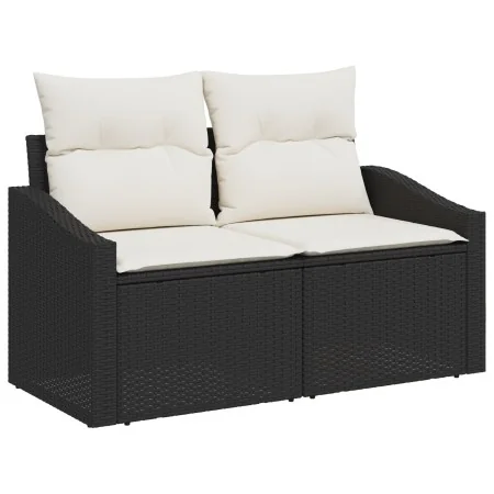 Sofá de jardín de 2 plazas con cojines negro de polirratán by , Outdoor sofas - Ref: Foro24-42006772, Price: 164,40 €, Discou...