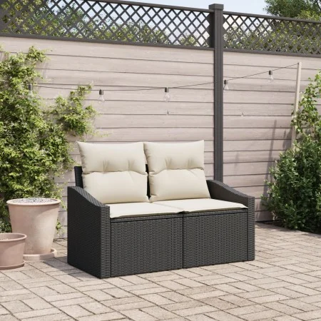 Sofá de jardín de 2 plazas con almacenamiento y cojines de ratán negro von , Outdoor-Sofas - Ref: Foro24-42006782, Preis: 182...