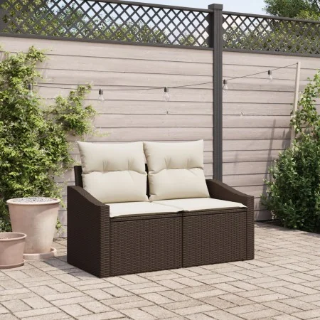 Sofá de jardín de 2 plazas con almacenamiento y cojines de poliratán marrón von , Outdoor-Sofas - Ref: Foro24-42006783, Preis...