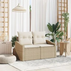 Sofá de jardín de 2 plazas con almacenamiento y cojines beige de ratán de , Sofás de exterior - Ref: Foro24-42006786, Precio:...