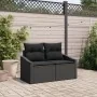Sofá de jardín de 2 plazas con almacenamiento y cojines Negro Poliratán by , Outdoor sofas - Ref: Foro24-42006791, Price: 184...