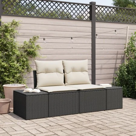 Sofá de jardín de 2 plazas con cojines negro ratán polietileno by , Outdoor sofas - Ref: Foro24-42006792, Price: 185,66 €, Di...
