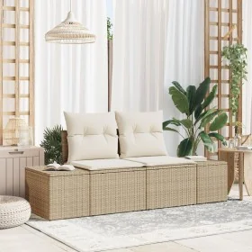 Sofá de jardín de 2 plazas con cojines beige de ratán by , Outdoor sofas - Ref: Foro24-42006796, Price: 193,33 €, Discount: %