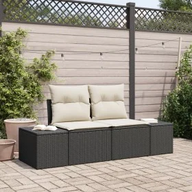 Sofá de jardín de 2 plazas con almacenamiento y cojines Ratán Poliéster Negro von , Outdoor-Sofas - Ref: Foro24-42006802, Pre...