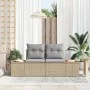 Sofá de jardín de 2 plazas con cojines beige de polirratán | Foro24.es | Tu tienda online para hogar, jardín y más Foro24.es