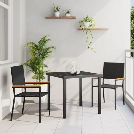 Sillas de Jardín Apilables con Cojines - Set de 2 Piezas en Ratán Poli Negro | Foro24.es | Tu tienda online para hogar, jardín y más Foro24.es