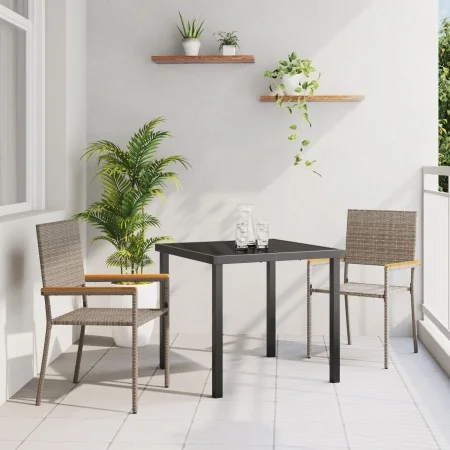 Sillas apilables de jardín con cojines 2 pcs Gris Ratán Poliéster | Foro24.es | Tu tienda online para hogar, jardín y más Foro24.es