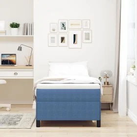 Cama Azul 90x200 cm Tejido de Corduroy