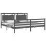 Estructura de cama con cabecero madera maciza gris 200x200 cm de vidaXL, Camas y somieres - Ref: Foro24-3194073, Precio: 186,...