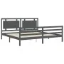 Estructura de cama con cabecero madera maciza gris 200x200 cm de vidaXL, Camas y somieres - Ref: Foro24-3194073, Precio: 186,...
