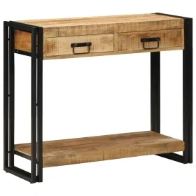 mesa consola 90x33x75 cm de madera maciza rugosa