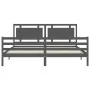 Gray solid wood bed frame with headboard 200x200 cm by vidaXL, Beds and slatted bases - Ref: Foro24-3194073, Price: 186,69 €,...