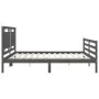 Gray solid wood bed frame with headboard 200x200 cm by vidaXL, Beds and slatted bases - Ref: Foro24-3194073, Price: 186,69 €,...