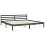 Gray solid wood bed frame with headboard 200x200 cm by vidaXL, Beds and slatted bases - Ref: Foro24-3194073, Price: 186,69 €,...