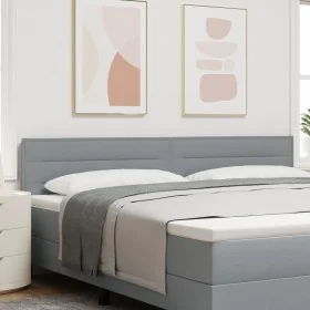 Cabecero Diseño de Líneas Gris Claro 200 cm Tela