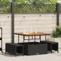 Conjunto de Comedor de Jardín de 3 Piezas con Cojines Negro de Poliratán Acacia | Foro24.es | Tu tienda online para hogar, jardín y más Foro24.es