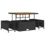 Conjunto de Comedor de Jardín de 3 Piezas con Cojines Negro de Poliratán Acacia | Foro24.es | Tu tienda online para hogar, jardín y más Foro24.es
