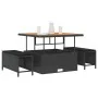 Conjunto de Comedor de Jardín de 3 Piezas con Cojines Negro de Poliratán Acacia | Foro24.es | Tu tienda online para hogar, jardín y más Foro24.es