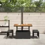 Conjunto de Comedor de Jardín de 3 Piezas con Cojines Negro de Poliratán Acacia | Foro24.es | Tu tienda online para hogar, jardín y más Foro24.es