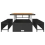 Conjunto de Comedor de Jardín de 3 Piezas con Cojines Negro de Poliratán Acacia | Foro24.es | Tu tienda online para hogar, jardín y más Foro24.es
