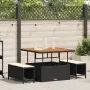Conjunto de Comedor de Jardín de 3 Piezas con Cojines Negros de Poliratán y Acacia | Foro24.es | Tu tienda online para hogar, jardín y más Foro24.es