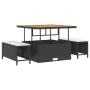Conjunto de Comedor de Jardín de 3 Piezas con Cojines Negros de Poliratán y Acacia | Foro24.es | Tu tienda online para hogar, jardín y más Foro24.es