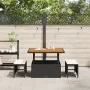 Conjunto de Comedor de Jardín de 3 Piezas con Cojines Negros de Poliratán y Acacia | Foro24.es | Tu tienda online para hogar, jardín y más Foro24.es