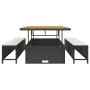 Conjunto de Comedor de Jardín de 3 Piezas con Cojines Negros de Poliratán y Acacia | Foro24.es | Tu tienda online para hogar, jardín y más Foro24.es