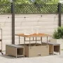 Conjunto de Comedor de Jardín de 3 Piezas con Cojines Beige de Ratán Polímero y Acacia | Foro24.es | Tu tienda online para hogar, jardín y más Foro24.es