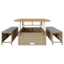 Conjunto de Comedor de Jardín de 3 Piezas con Cojines Beige de Ratán Polímero y Acacia | Foro24.es | Tu tienda online para hogar, jardín y más Foro24.es