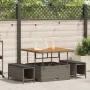 Conjunto de Comedor de Jardín de 3 Piezas con Cojines en Gris de Poliratán y Acacia | Foro24.es | Tu tienda online para hogar, jardín y más Foro24.es