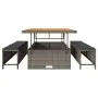 Conjunto de Comedor de Jardín de 3 Piezas con Cojines en Gris de Poliratán y Acacia | Foro24.es | Tu tienda online para hogar, jardín y más Foro24.es