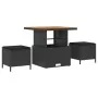 Conjunto de Comedor de Jardín de 3 Piezas con Cojines Negro de Ratán de Poliéster y Acacia | Foro24.es | Tu tienda online para hogar, jardín y más Foro24.es
