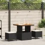 Conjunto de Comedor de Jardín de 3 Piezas con Cojines VidaXL Ratán Poliéster Acacia Negro | Foro24.es | Tu tienda online para hogar, jardín y más Foro24.es