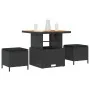 Conjunto de Comedor de Jardín de 3 Piezas con Cojines Negro de Ratán de Poliéster y Acacia | Foro24.es | Tu tienda online para hogar, jardín y más Foro24.es