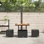 Conjunto de Comedor de Jardín de 3 Piezas con Cojines Negro de Ratán de Poliéster y Acacia | Foro24.es | Tu tienda online para hogar, jardín y más Foro24.es