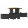 Conjunto de Comedor de Jardín de 3 Piezas con Cojines VidaXL Ratán Poliéster Acacia Negro | Foro24.es | Tu tienda online para hogar, jardín y más Foro24.es