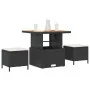 Conjunto de Comedor de Jardín de 3 Piezas con Cojines VidaXL Ratán Poliéster Acacia Negro | Foro24.es | Tu tienda online para hogar, jardín y más Foro24.es