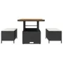 Conjunto de Comedor de Jardín de 3 Piezas con Cojines VidaXL Ratán Poliéster Acacia Negro | Foro24.es | Tu tienda online para hogar, jardín y más Foro24.es