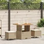 Conjunto de Comedor de Jardín de 3 Piezas con Cojines Beige de Ratán Poliéster y Acacia | Foro24.es | Tu tienda online para hogar, jardín y más Foro24.es