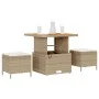 Conjunto de Comedor de Jardín de 3 Piezas con Cojines Beige de Ratán Poliéster y Acacia | Foro24.es | Tu tienda online para hogar, jardín y más Foro24.es