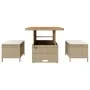 Conjunto de Comedor de Jardín de 3 Piezas con Cojines Beige de Ratán Poliéster y Acacia | Foro24.es | Tu tienda online para hogar, jardín y más Foro24.es