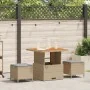 Conjunto de Comedor para Jardín de 3 Piezas con Cojines Beige de Ratán Polímero y Acacia | Foro24.es | Tu tienda online para hogar, jardín y más Foro24.es