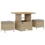 Conjunto de Comedor para Jardín de 3 Piezas con Cojines Beige de Ratán Polímero y Acacia | Foro24.es | Tu tienda online para hogar, jardín y más Foro24.es